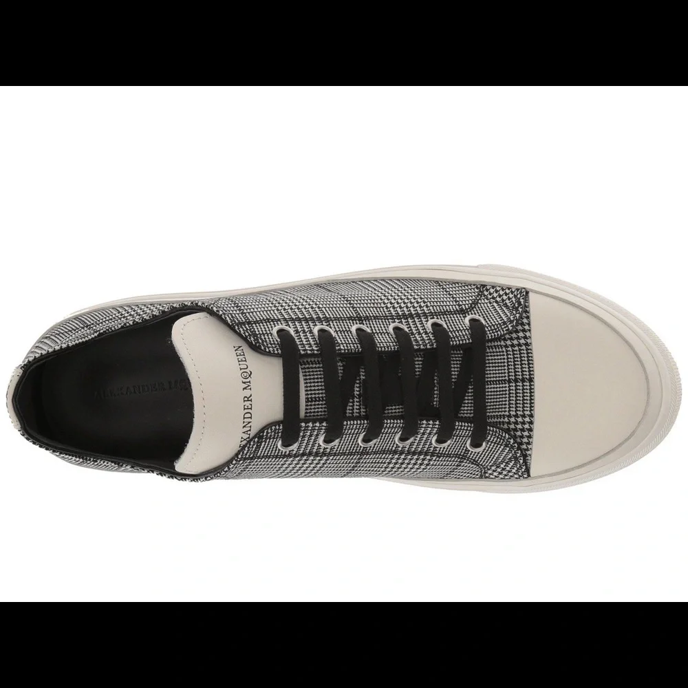 Alexander McQueen Plaid Leather Low Sneakers Sz 12
